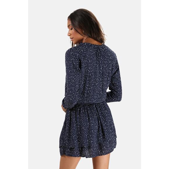 Rails Jasmine Star Print Mini Dress Navy Nova Size Medium Smocked Long Sleeve - Picture 12 of 12